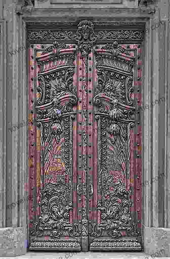 A Photograph Of A Grand Wooden Doorway With Intricate Carvings And An Elegant Arched Transom Window. Doorways Of Paris Raquel Puig