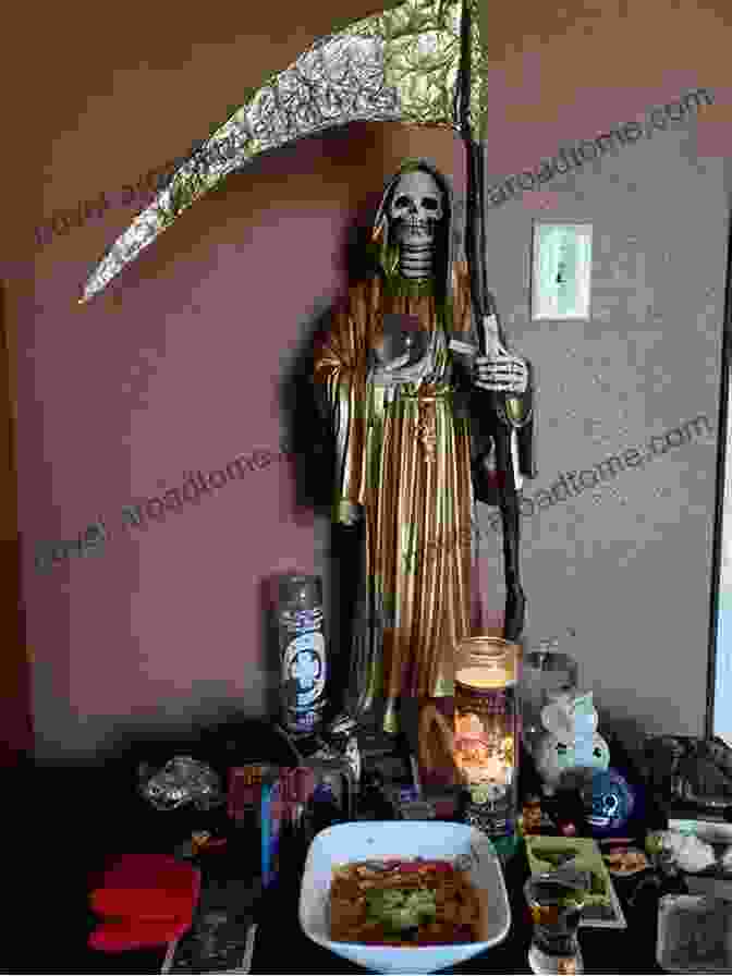 An Elaborate Altar Adorned With Images And Offerings To Santa Muerte Devoted To Death: Santa Muerte The Skeleton Saint