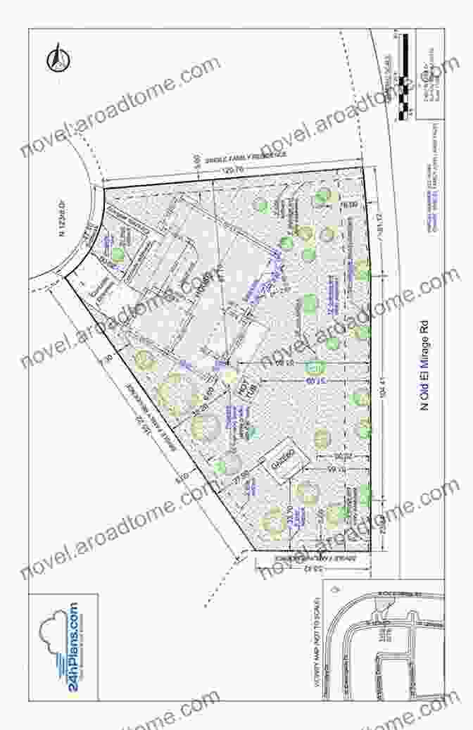 An Example Of A Final Survey Site Plan Showing Property Boundaries, Easements, And Utilities. An To Final Survey Site Plan Or Map Production (Land Surveying)