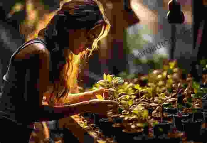 Woman Tending To Her Plants In A Greenhouse Growing A Green Thumb